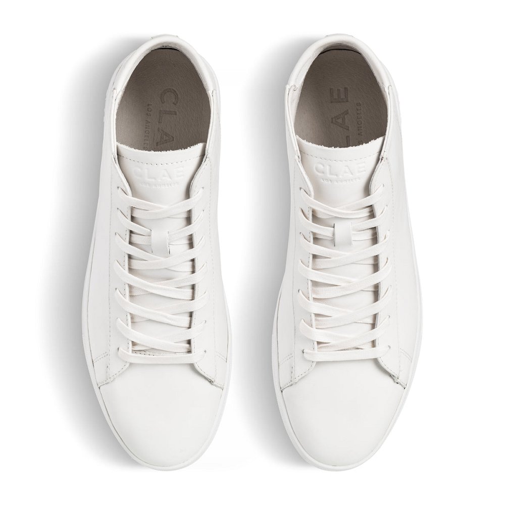 CLAE BRADLEY MID Sneakers Mens USA965-A02 In Triple White Leather